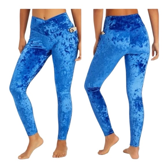 Fabletics Blu Crushed Velour Crossover Leggings (Size XL) - Picture 2 of 4